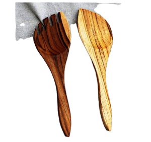 ชุดช้อนตักสลัดและส้อมทำมือชุดเซิฟเวอร์สลัดผลิตภัณฑ์ไม้สำหรับใช้ในครัวบ้าน - Product Image 1