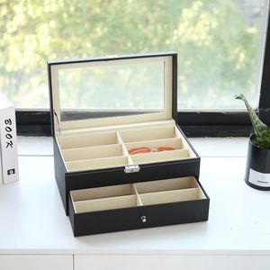 12 pezzi portaoggetti in pelle per occhiali e occhiali da sole cassetto portaoggetti con chiusura a chiave per ottica Idea regalo - Product Image 1