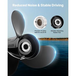 Elica Fuoribordo Migliorata in Alluminio a 15 Denti Scanalati per Motori Mercury 40-140 HP, Adatta a Ingranaggi da 4-1/4 Pollici, Elica Marina OEM - Product Image 6