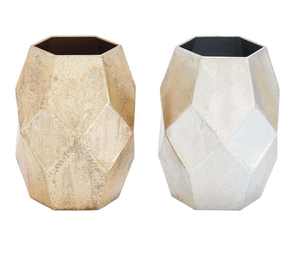 Jarrón de suelo vintage de hierro dorado con borde festoneado, centro de mesa floral para bodas, decoración de mesa, acabado esmaltado ecológico, estilo costero único - Product Image 1