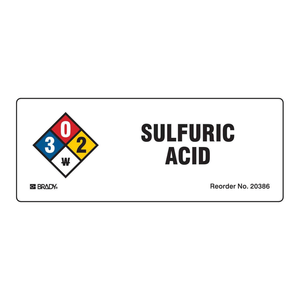 Étiquettes adhésives en plastique durables pour acide sulfurique NFPA, étiquettes de danger pour les laboratoires et l'industrie - Product Image 2