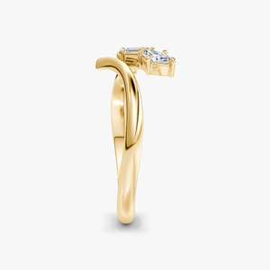Bague de mariage en diamant de culture mixte taillée en laboratoire 0,19 carat certifiée IGI D VVS2 Marquise Baguette Or 10K plaqué rhodium Luxe - Product Image 3
