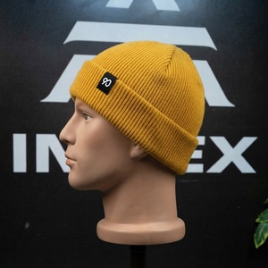 Bonnet tricoté jaune 100% acrylique unisexe, bonnet d'hiver décontracté, couleur unie, fait main pour adultes, circonférence de la tête 56-58 cm - Product Image 3