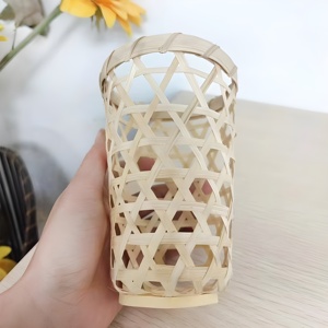 Couvre-gobelets décoratifs en bambou naturel, supports à boissons, prix bas, tissage à la main, petites enveloppes pour gobelets - Product Image 5