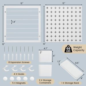 Combination <b>Pegboard</b> Wall Organizer Kit with Magnets and <b>Hooks</b> for Wall Storage - Product Image 4