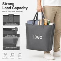Sac fourre-tout durable en non-tissé avec poignées, fermeture éclair sécurisée, plusieurs couleurs, imprimé sérigraphié pour usage extérieur quotidien
