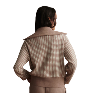 Veste zippée en tricot jacquard pour femme, motif texturé doux, manches longues, vêtement d'extérieur décontracté pour un confort et un style au quotidien - Product Image 4