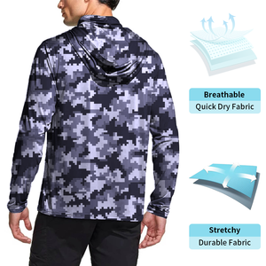 Custom Masked Fishing Hoodie UPF 50 Long Sleeve Fishing Wear UV Protection Quick Dry Hooded Fishing Shirts for Men - Product Image 3