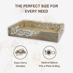 Solidwood Handcrafted Square Serving <b>Platter</b> Handcrafted Carved Wooden Serving Tray Multipurpose Serving Article Available - Product Image 3