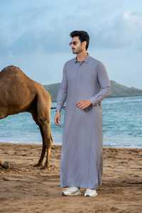 Túnicas Islámicas para Hombre, Ropa Tradicional Musulmana, Jubba Thobe para Hombre, Color Sólido, Venta Caliente, MOQ Bajo - Product Image 4