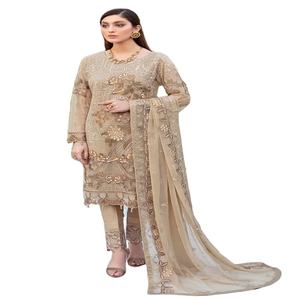 Diseñador de las señoras de gasa vestidos florales Partwear Kameez Shalwar Traje en estilo pakistaní indio y ropa paquistaní - Product Image 1