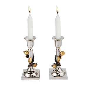 Durable <b>Silver</b> Polished Iron Handmade Natural Candle Stand for Home Office Garden Christmas & Easter Decoration Set of 2 - Product Image 2