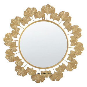 Espejo de Pared Decorativo Redondo de Acero Inoxidable, Estilo Moderno, Hecho a Mano, Acabado Dorado Antiguo, para Decoración del Hogar o Restaurantes - Product Image 4
