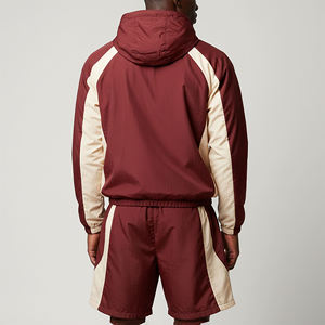 New Design Fashionable Streetwear Cargo Pocket Hooded <b>Set</b> Training Jogging Wear Lightweight Windbreaker Short <b>Set</b> - Product Image 2