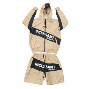 Ensemble coupe-vent vintage 2026 pour homme, respirant, à capuche, style hip-hop, couleurs unies réfléchissantes, deux pièces, 100 % coton, écologique - Product Image 1