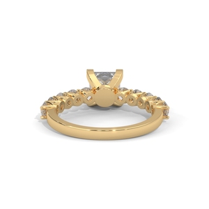 Bague de fiançailles en or jaune 14 carats avec diamant de laboratoire taille princesse, sertie à griffes, bijou pour anniversaire de mariage - Product Image 4