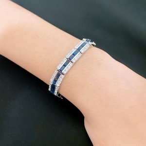 Clásico nupcial fiesta joyería azul CZ pulsera para mujer - Product Image 2