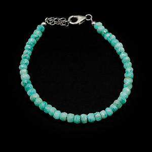 Natural Amazonite Faceted Rondelle <b>Beaded</b> <b>Bracelet</b> 925 Sterling Silver Lobster Clasp Handmade Gemstone Jewelry Engagement - Product Image 1