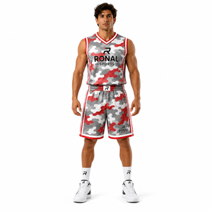 Conjunto de Camiseta de Baloncesto Sublimada para Hombre RONAL SPORTS, Camiseta sin Mangas con Estampado de Camuflaje y Pantalones Cortos, Absorbe la Humedad, Deportivo - Product Image 3