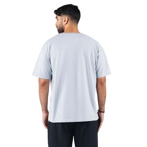 เสื้อยืดโอเวอร์ไซส์สีเทาอ่อนสำหรับผู้ชาย ผ้าฝ้ายเนื้อนุ่ม ทรงหลวม คอกลม สวมใส่สบายทุกวัน สไตล์สตรีทแฟชั่น - Product Image 6