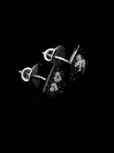Black White Lab Grown <b>Stud</b> Earrings Iced Out Two Tone 925 <b>Silver</b> 10K 14K Screw Back Hip Hop Men Women Earring Wholesale Factory - Product Image 5