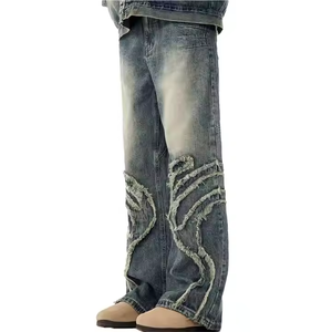 Jean large en denim déchiré taille haute coupe ample en coton délavé style streetwear pour homme – Collection automne - Product Image 3