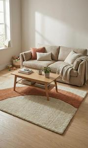 Modern <b>Abstract</b> Arch Pattern Hand Tufted Wool Anti-Slip Area Rug Soft Minimalist Carpet for Living Room Bedroom Home Decor - Product Image 6