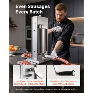 Insaccatrice Manuale a Doppia Velocità per Uso Intensivo, 33 LBS/15 L, Verticale, per Insaccati, in Acciaio Inossidabile - Product Image 2