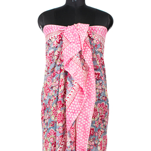 Artisan Crafted Cotton Sarong Pareo Multicolor Floral Print Long Scarf Shawl Wholesale Summer Dress <b>Wrap</b> Scarf - Product Image 3