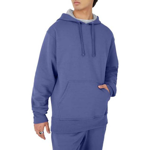 Sudadera con Capucha Azul Rey y Blanco para Hombre, 100% Algodón, Estilo Casual, Forro Polar, Manga Larga, con Cordón Ajustable y Bolsillo Canguro - Product Image 1