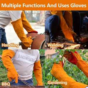 Guantes de seguridad, guantes de trabajo resistentes a cortes, guantes de cuero vacuno cosidos con Kevlar - Product Image 5