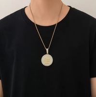 Pendentif personnalisé avec lettre, style hip-hop, de haute qualité, rond, entièrement pavé de pierres en moissanite, pendentif avec nom, charme en argent 925, luxe