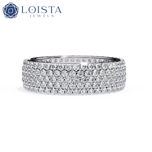 แหวนแต่งงาน LOISTA Platinum Diamond ทรงกลมเจียระไนแบบบริลเลียนท์ สี D ธรรมชาติ ได้รับการรับรองจาก GIA แหวนสำหรับผู้หญิง - Product Image 1