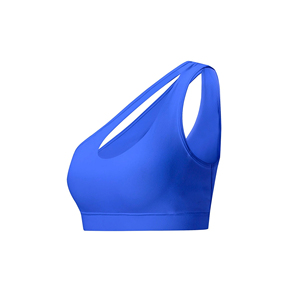 Soutien-gorge de sport asymétrique grande taille éco-responsable de haute qualité en Spandex/Nylon respirant noir pour femme - Product Image 5