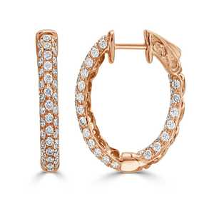 Pendientes de Aro de Diamantes Clásicos para Novia y Uso Diario, Huggies Articulados de 19mm con Engaste Pavé, Corte Redondo, Diamantes Cultivados en Laboratorio, Oro Sólido de 14K y 18K, Venta al por Mayor - Product Image 5
