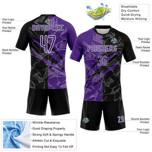 Nuevo diseño personalizado con estampado de grafiti en morado y negro, uniforme de voleibol sublimable, transpirable y personalizado para hombre. - Product Image 3