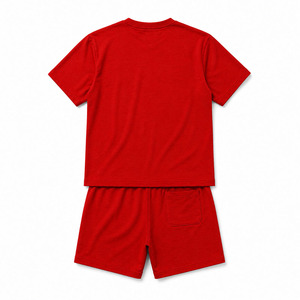 Conjunto de Camiseta y Pantalones Cortos de Algodón Rojo para Hombre Ekin, Cuello Redondo, Logotipo de Pantera Estampado, Ropa Casual de Verano - Product Image 2
