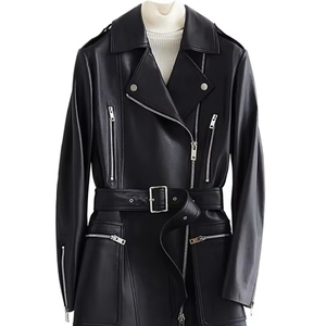 Wholesale Exclusive <b>Genuine</b> <b>Leather</b> <b>Jackets</b> For Women's Custom Suede <b>Leather</b> Coat High Quality Cowhide Suede Long Coats - Product Image 1