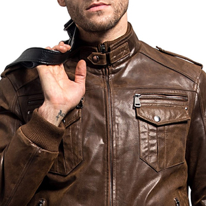 High Quality Autumn Varsity Jacket 100% Genuine Leather in Black Solid Style <b>Men</b> Customization Options Woven Stand Collar - Product Image 3