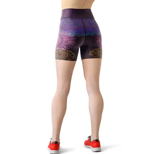 Shorts de yoga taille haute pour femmes, imprimé motif mandala, en spandex et polyester, extensible dans les quatre sens, taille élastique, pour entraînement et fitness - Product Image 5