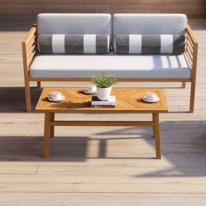 Tavolino da Caffè Rustico in Legno di Acacia per Giardino, Cortile, Balcone e Terrazza, Tavolo Pieghevole in Legno Naturale per Campeggio - Product Image 6