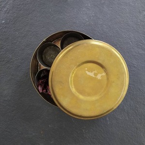 Indian Metal Masala Box with Removable Bowls and Carved Lid for Kitchen Spice Organization - Product Image 5