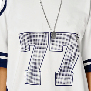 Wholesale Women’s Vintage American Football Jersey T Shirt Custom Oversized Raglan Sleeve Sports <b>Top</b> Private Label Streetwear - Product Image 6