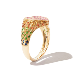 Anillo de Cóctel de Oro Sólido de 18K para Mujer con Diseño Geométrico de Zafiro Multicolor, Joyería Fina de Lujo - Product Image 1