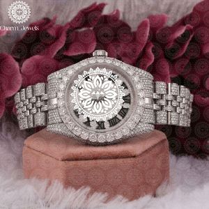 นาฬิกาข้อมือเพชรหรู Charm Jewels สำหรับผู้ชาย ตัวเรือนสแตนเลส ขนาด 40 มม. ระบบอนาล็อก กลไกจักรกล กันน้ำ 10 บาร์ ปุ่มกด - Product Image 2