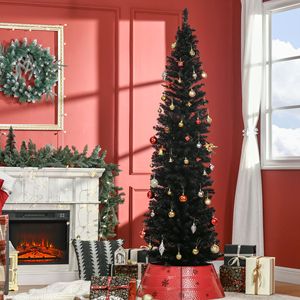 7FT Slim Black Artificial Christmas Pencil <b>Tree</b> with 499 Realistic Branch Tips and <b>Plastic</b> Stand for Indoor Decorations - Product Image 2
