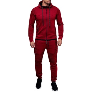 Combinaison de sport d'hiver décontractée pour hommes High Street Style Zipper Hooded Cardigan Elastic Waist Drawstring Trousers Plus Size Solid - Product Image 3