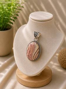 Pendentif en argent sterling avec rhodochrosite naturelle ovale bicolore, fait main, vente en gros, bijoux pour femmes, pierre de naissance, Ha Gems Best - Product Image 4