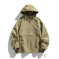 Veste coupe-vent décontractée pour homme avec fermeture éclair 1/4, respirante, style sport, coupe ample, personnalisable, vente en gros