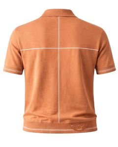 Polo Personalizado para Hombre, Color Marrón Camel con Rayas, Manga Corta, Dobladillo Acanalado, Corte Ajustado, Mezcla de Algodón, Casual, Fabricante OEM - Product Image 5